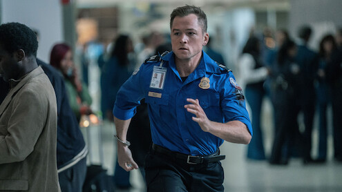 Taron Egerton as Ethan Kopek in 'Carry-On.'