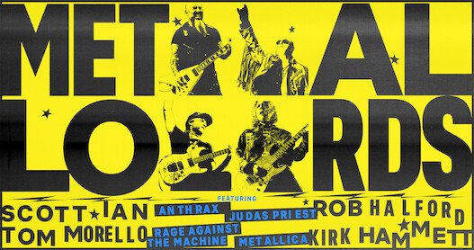 A collage music poster showing the stars of major heavy metal bands