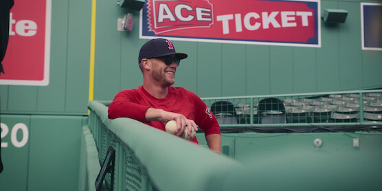 Andrew Bailey on the field at Fenway Park