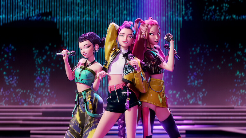 May Hong as Mira, Arden Cho as Rumi, and Ji-young Yoo as Zoey in 'Kpop Demon Hunters'