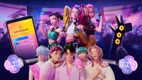 Colagem com personagens de ‘Guerreiras do K-Pop’