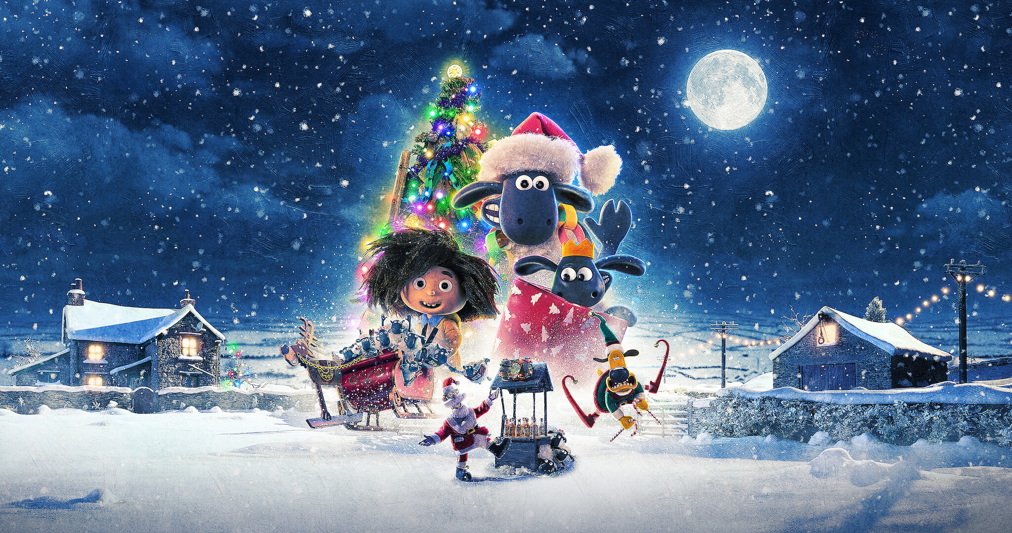 Shaun the Sheep and his friends are adventuring in a winter wonderland.