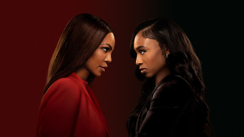 Crystle Stewart as Mallory and Taylor Polidore Williams as Kimmie facing off in 'Beauty in Black' Season 2