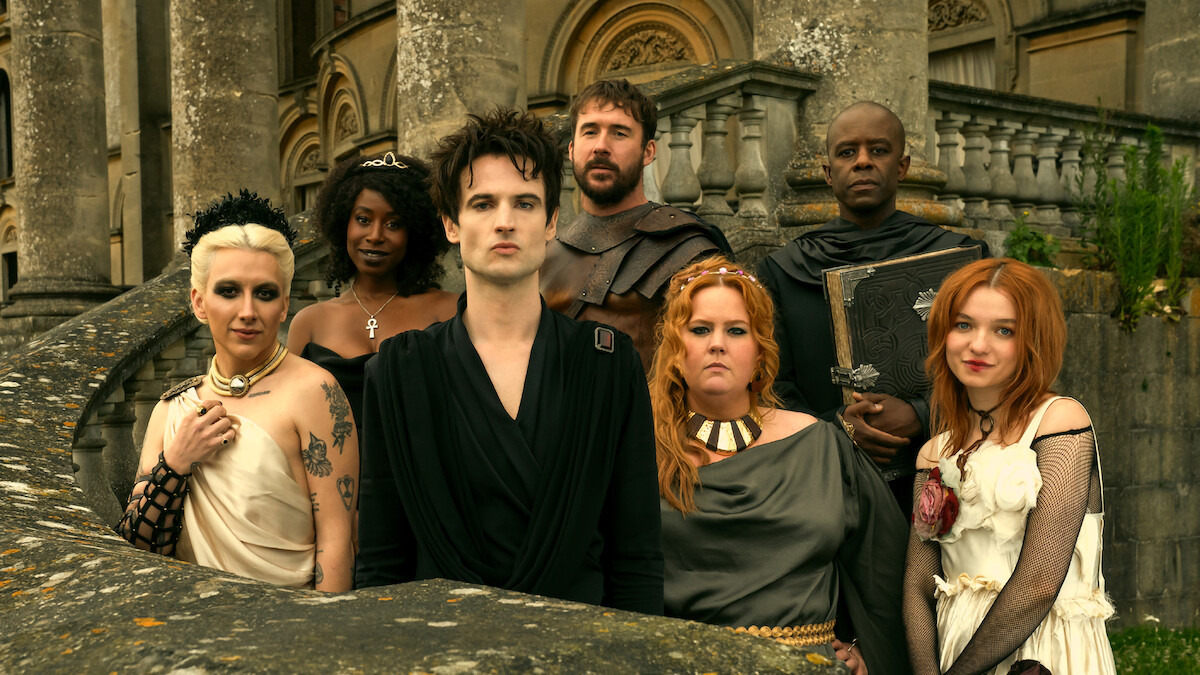 Mason Alexander Park as Desire, Kirby Howell-Baptiste as Death, Tom Sturridge as Dream, Barry Sloane as Destruction, Donna Preston as Despair, Adrian Lester as Destiny, and Esmé Creed-Miles as Delirium in Season 2 of 'The Sandman'