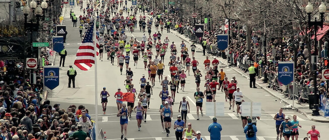 Boston Marathon runners.