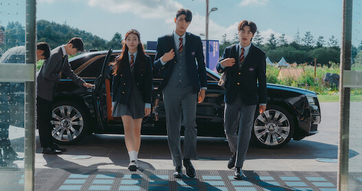 The cast of 'Hierarchy' walks into school.