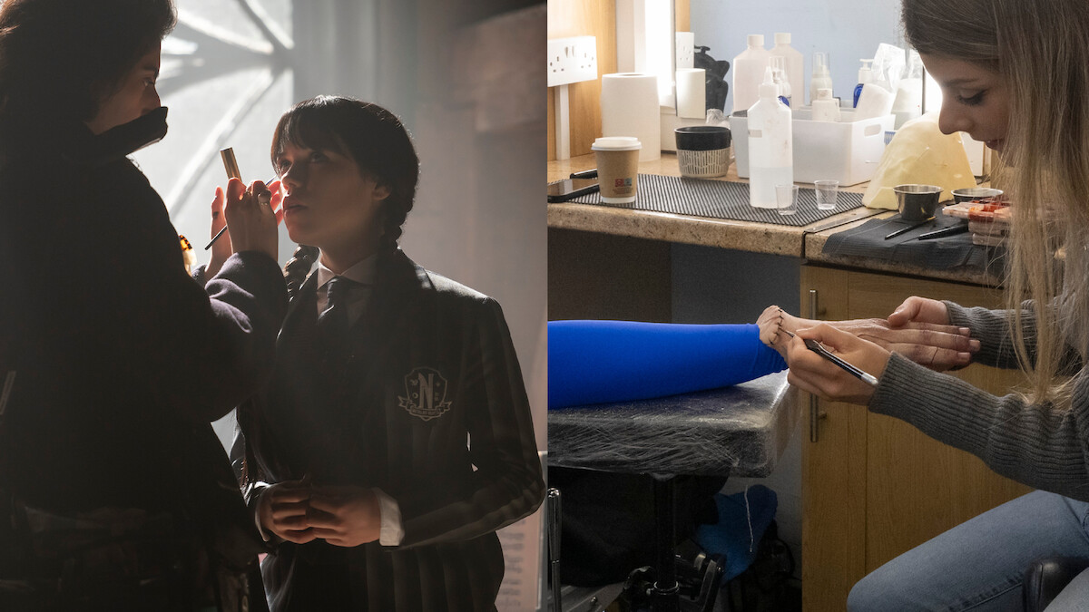 Imagens dos bastidores com Slurp, Jenna e Mãozinha.