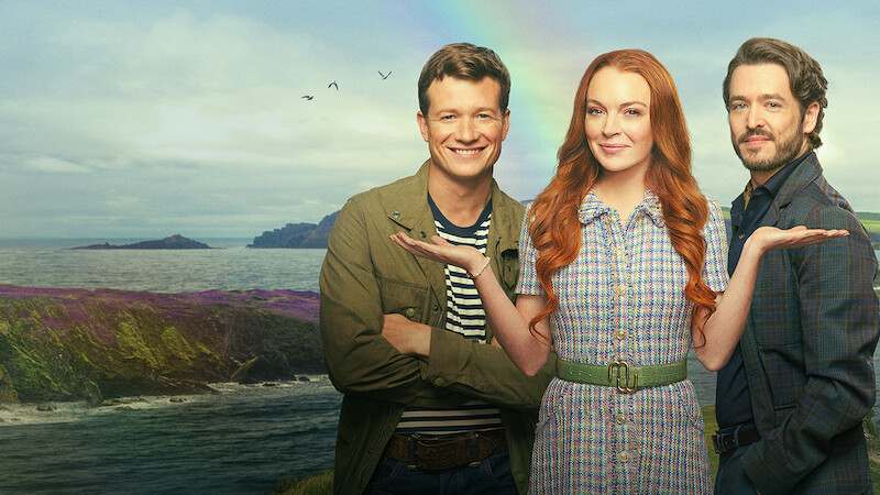 Ed Speleers, Lindsay Lohan, and Alexander Vlahos star in 'Irish Wish.' 