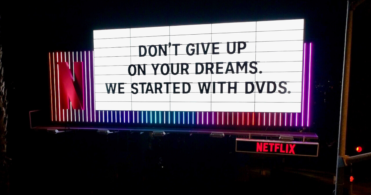 Netflix Billboard at night.