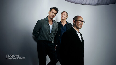 Colin Farrell, Edward Berger and Volker Bertelmann of Ballad of a Small Player