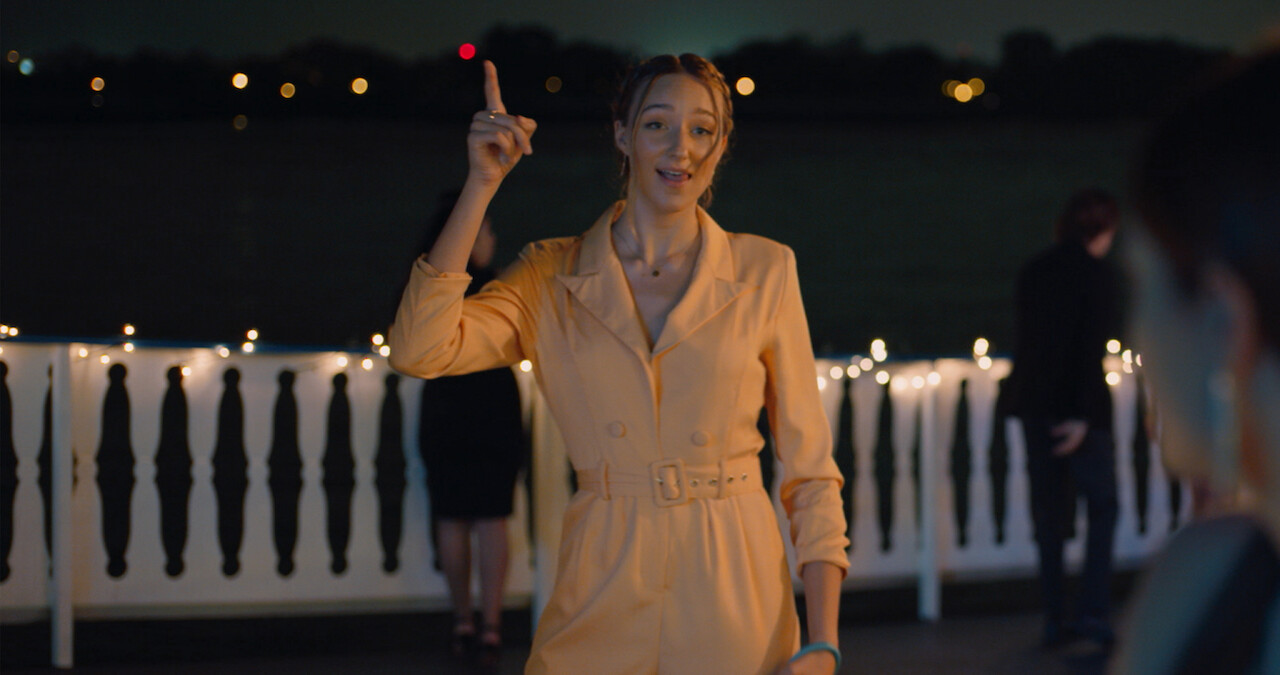 Jodi being silly on the set of Tall Girl 2