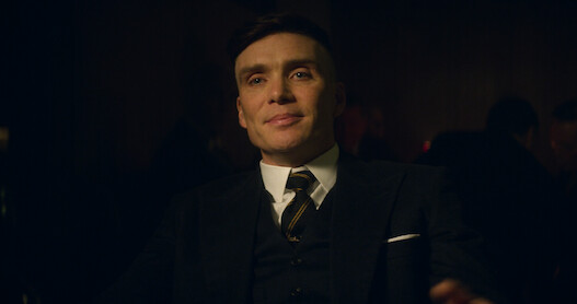 An up close image of Tommy Shelby in Peaky Blinders