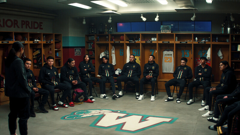 The Chuska Warriors in the locker room of 'Rez Ball.'