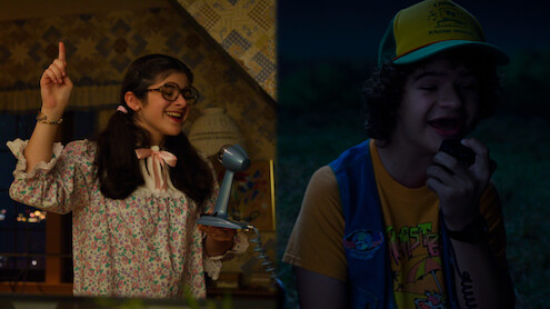 Gabriella Pizzolo as Suzie and Gaten Matarazzo as Dustin in 'Stranger Things' Season 3.