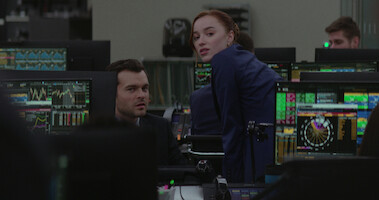  Alden Ehrenreich as Luke and Phoebe Dynevor as Emily.