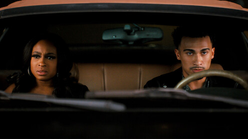 Taylor Polidore Williams as Kimmie and Xavier Smalls as Angel in 'Beauty in Black'.