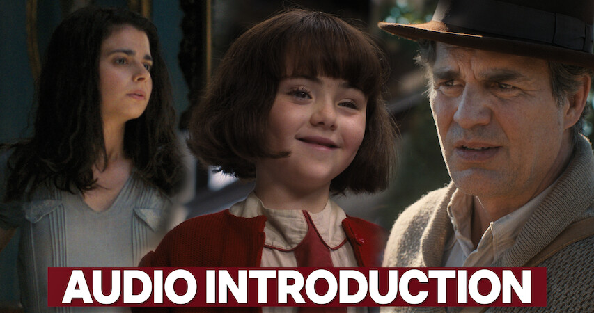 Actress Aria Mia Loberti with the text "Audio Introduction" 