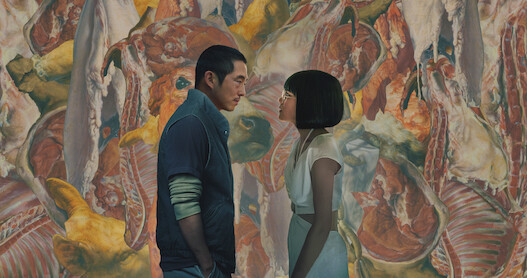 Steven Yeun como Danny e Ali Wong como Amy na temporada 1 de Treta.