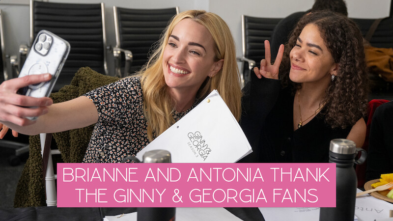 Still of Brianne Howey and Antonia Gentry taking a selfie together