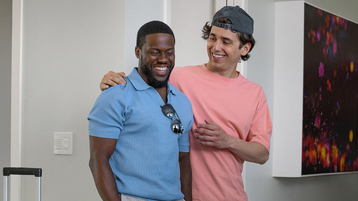 Two men smiling and laughing in the movie 72 Hours