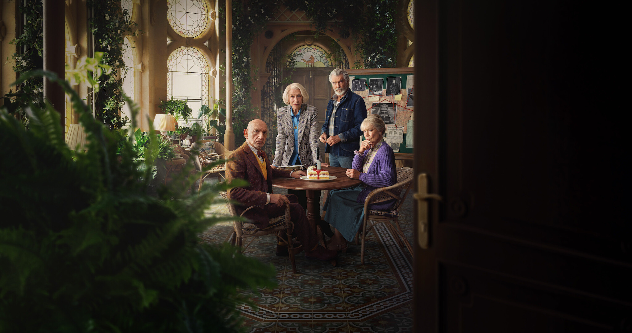 The Thursday Murder Club - Ben Kingsley, Helen Mirren, Pierce Brosan and Celia Imrie