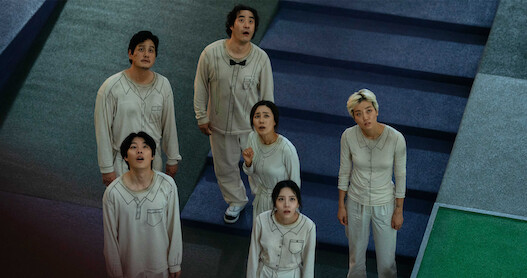 Contestants gather in the trailer for 'The 8 Show.' 