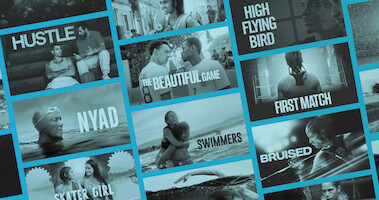 A grid images that include sports movies on Netflix