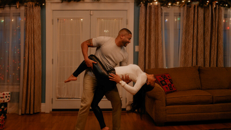 Devale Ellis as Teddy and Christina Milian as Layla in ‘Meet Me Next Christmas’