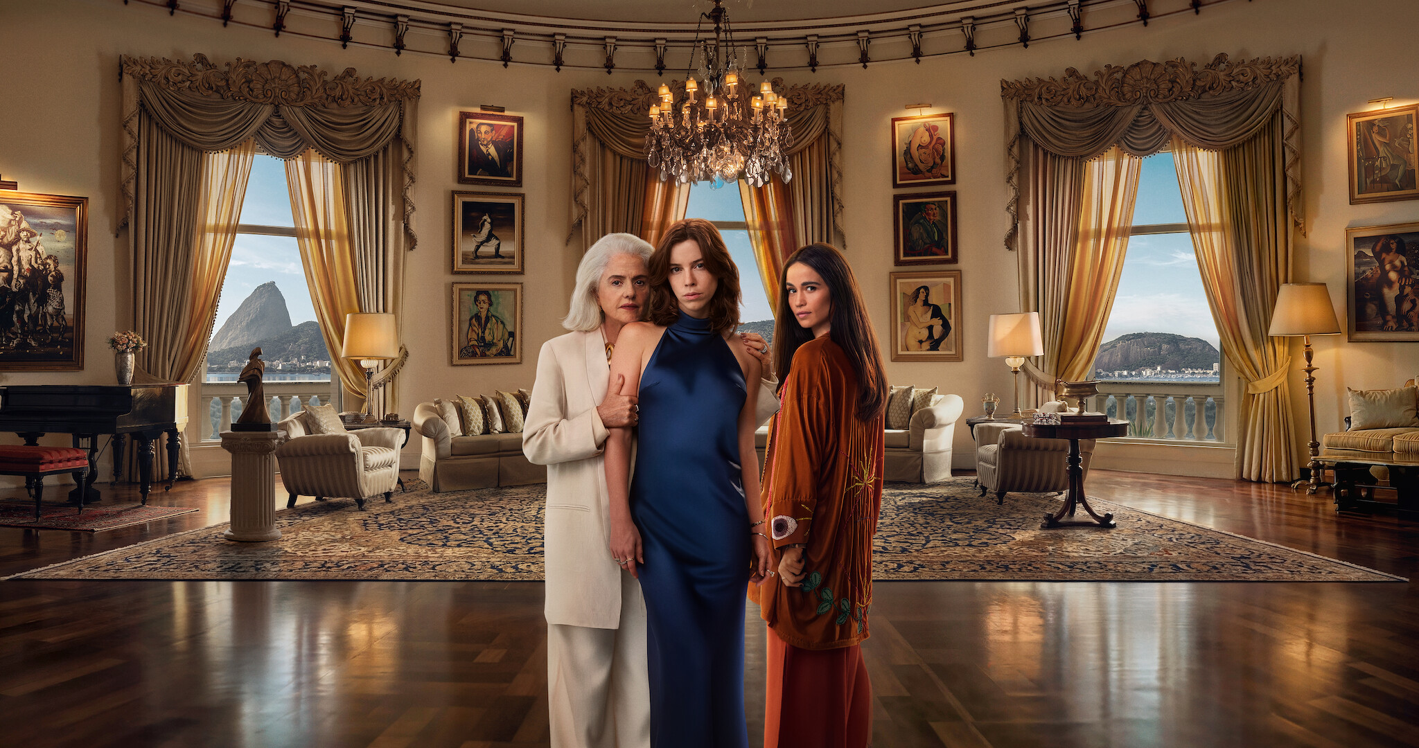 Atrizes Marieta Severo, Alice Wegmann e Nanda Costta no set de 'Dom de Iludir'