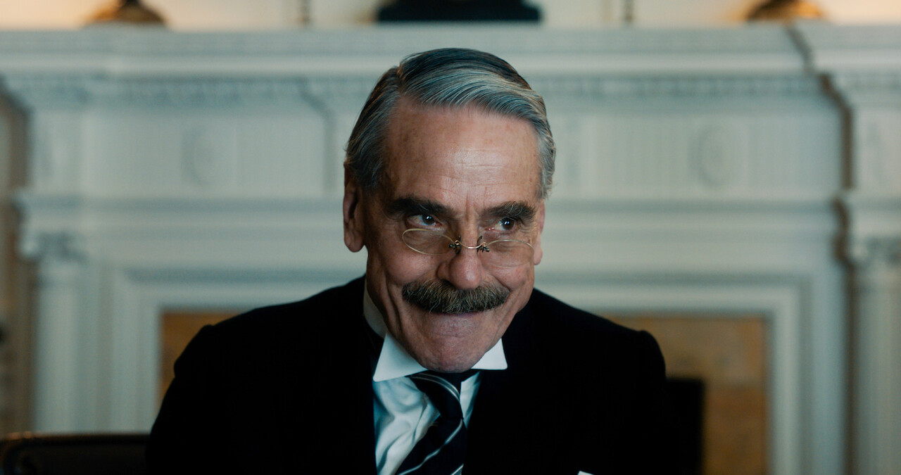 Jeremy Irons plays England's Minister Neville Chamberlain