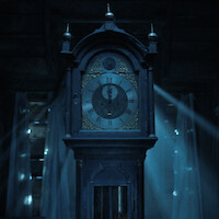 A grandfather clock in the attic of the Creel House in 'Stranger Things'