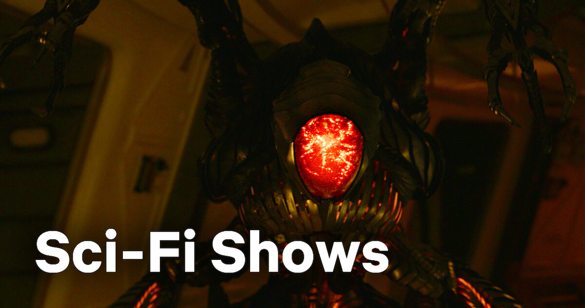 Still of an alien with 'Sci-Fi shows' text over the image.