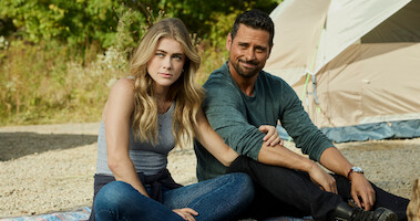 Melissa Roxburgh as Michaela Stone and J.R. Ramirez as Jared Vasquez Manifest Season 4.
