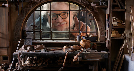 Guillermo del Toro peaking through the windows
