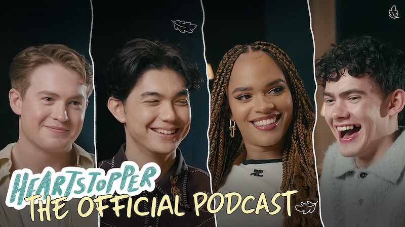 Imagem dividida mostra Kit Connor, William Gao, Yasmin Finney e Joe Locke