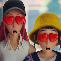 Mira e Zoey com olhinhos de coração em ‘Guerreiras do K-Pop’