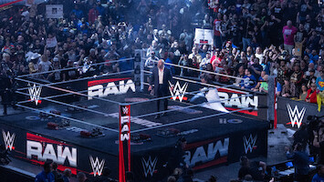 Triple H in the ring to start the show during Monday Night RAW at Intuit Dome on January 6, 2025 in Inglewood, California