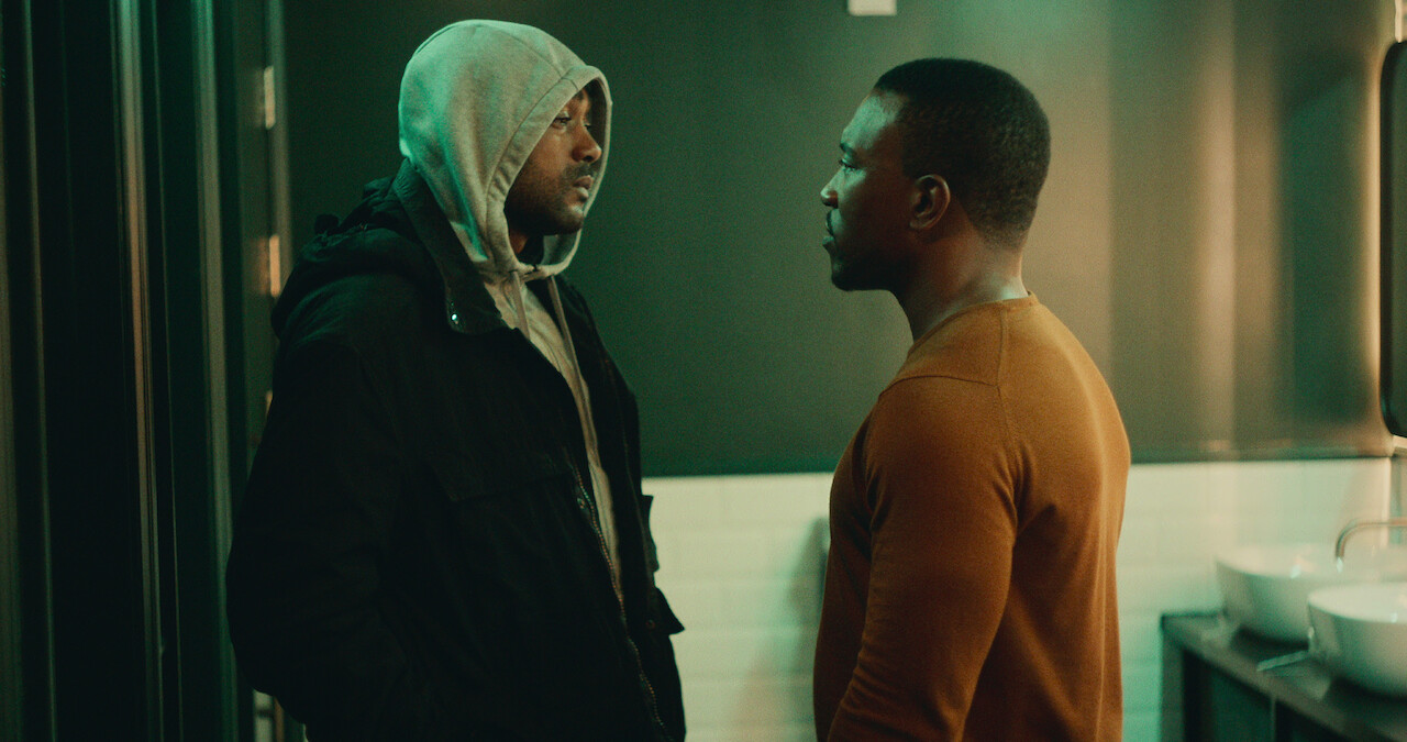 Kane Roninson as Sully and Ashley Walters as Dushane stand face to face in Season 3 of 'Top Boy.' 