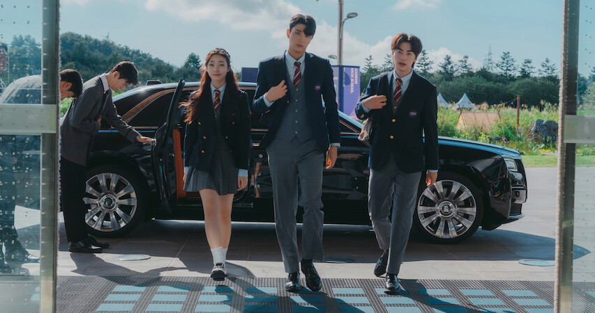 The cast of 'Hierarchy' walks into school.