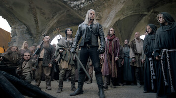 Laurence Fishburne as Regis and Liam Hemsworth as Geralt in 'The Witcher' Season 4.