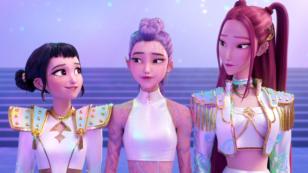Zoey, Rumi, and Mira in 'KPpop Demon Hunters'