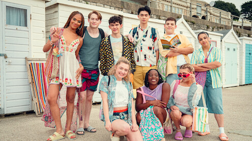 The cast of Heartstopper Season 3 playfully pose together. 