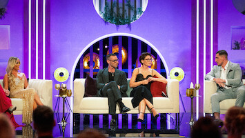 Bardha, Matt Willis, Emma Willis, and Jed at the 'Love Is Blind: UK' Season 2 Reunion