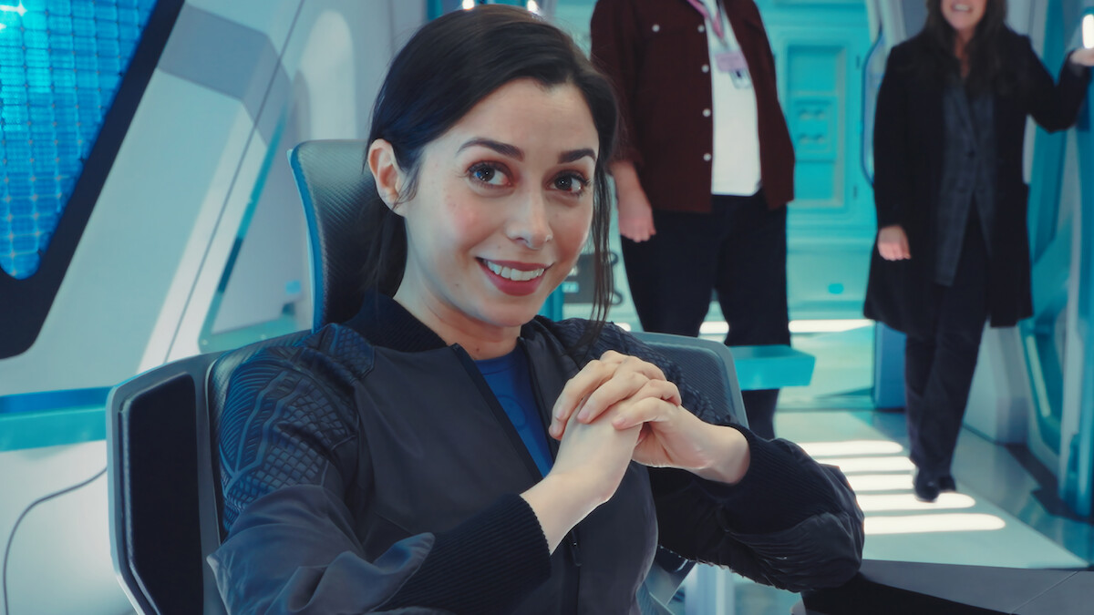 Cristin Milioti on the set of 'Black Mirror' Season 7
