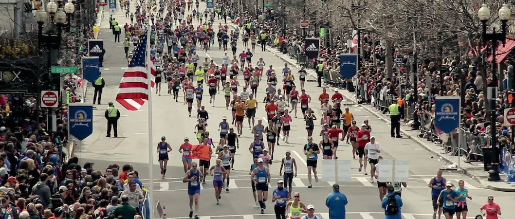 Boston Marathon runners.