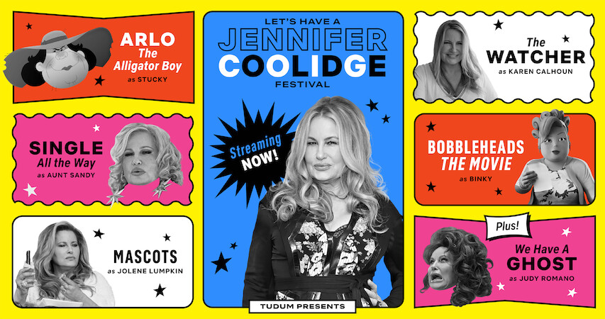 Jennifer Coolidge shown in her different film and TV roles