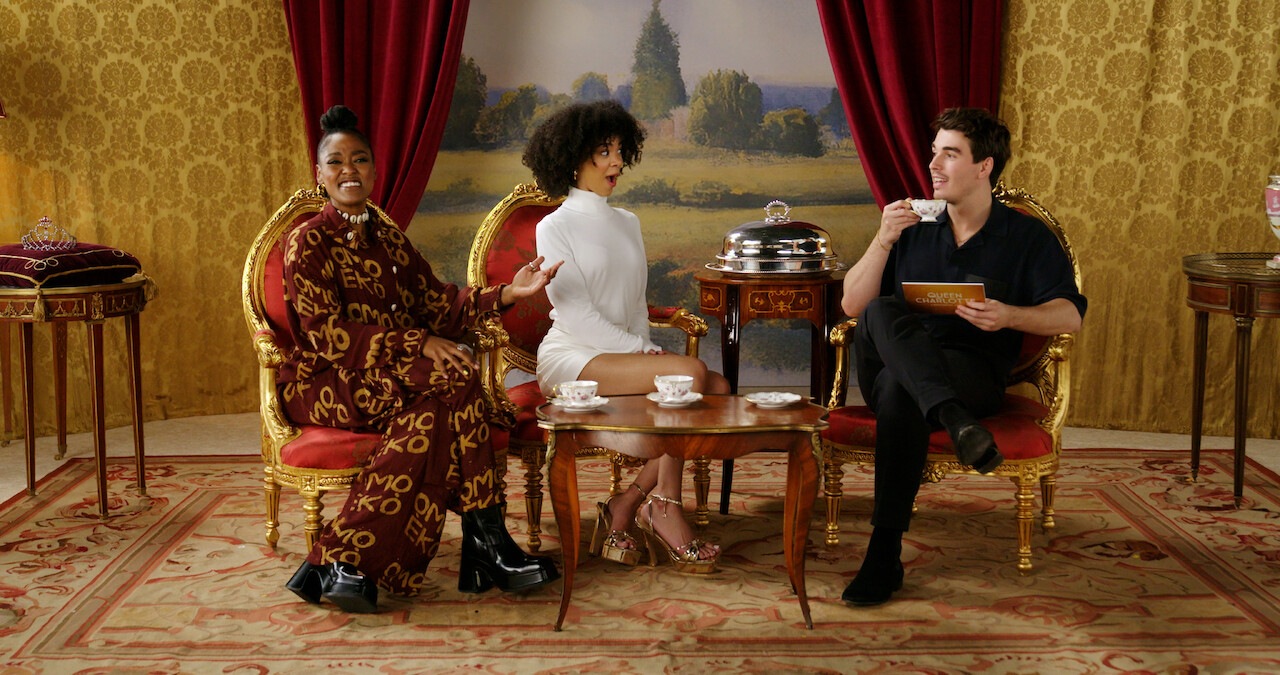 India Amarteifio, Corey Mylchreest, and Arsema Thomas try teas