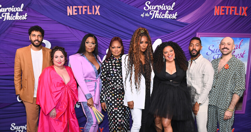 Marouane Zotti, Liza Treyger, Miss Peppermint, Garcelle Beauvais, Tasha Smith, Michelle Buteau, Tone Bell, and Anthony Michael Lopez attend the Netflix New York Special Screening of Survival Of The Thickest at Metrograph on July 11, 2023 in New York City.
