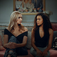 Brianne Howey as Georgia Miller, Antonia Gentry as Ginny Miller in 'Ginny & Georgia' Season 3