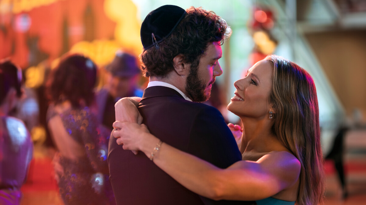 Adam Brody as Noah and Kristen Bell as Joanne dance together in Season 1 of 'Nobody Wants This'